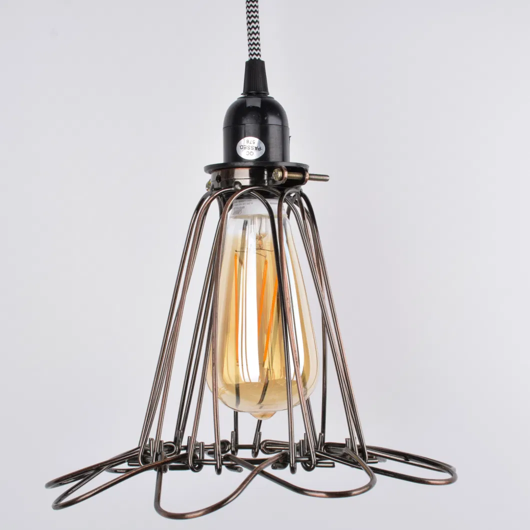 Nordic Pendant Lights Cage Industrial Vintage Loft Black Iron Art Lamp Shade for Kitchen Living Room